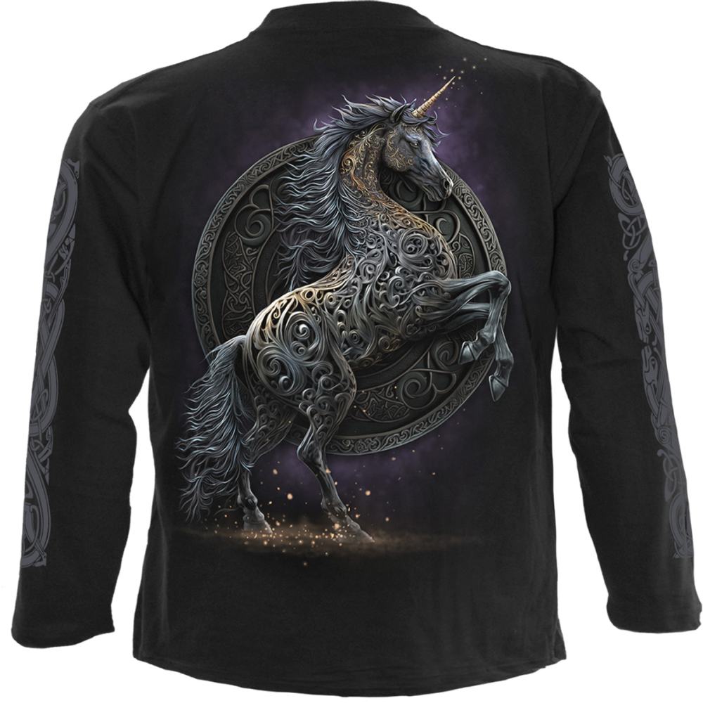 Spiral - Celtic Unicorn Lange ärmel top - Schwarz